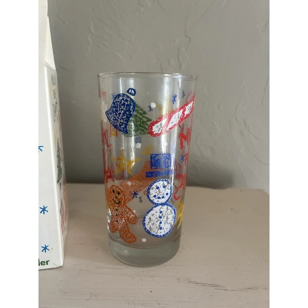 Milk for Santa Tumbler Glass Cup Vintage Anchor Hocking NEW Box Christmas 12 oz